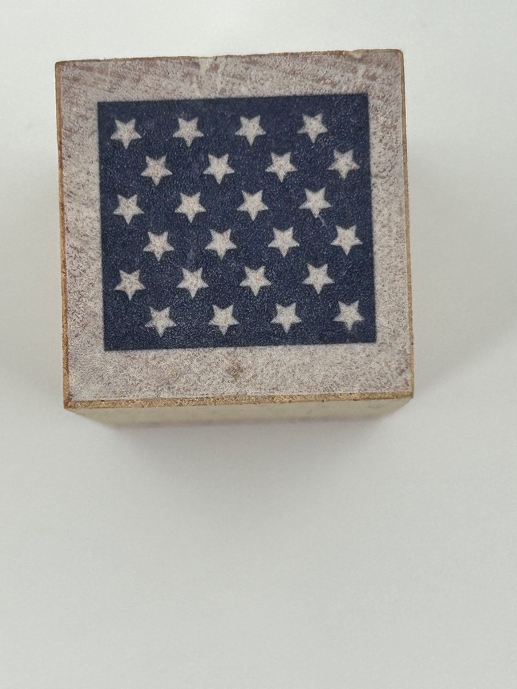 Vintage Star Pattern Small Wood Mount Rubber Craft Stamp