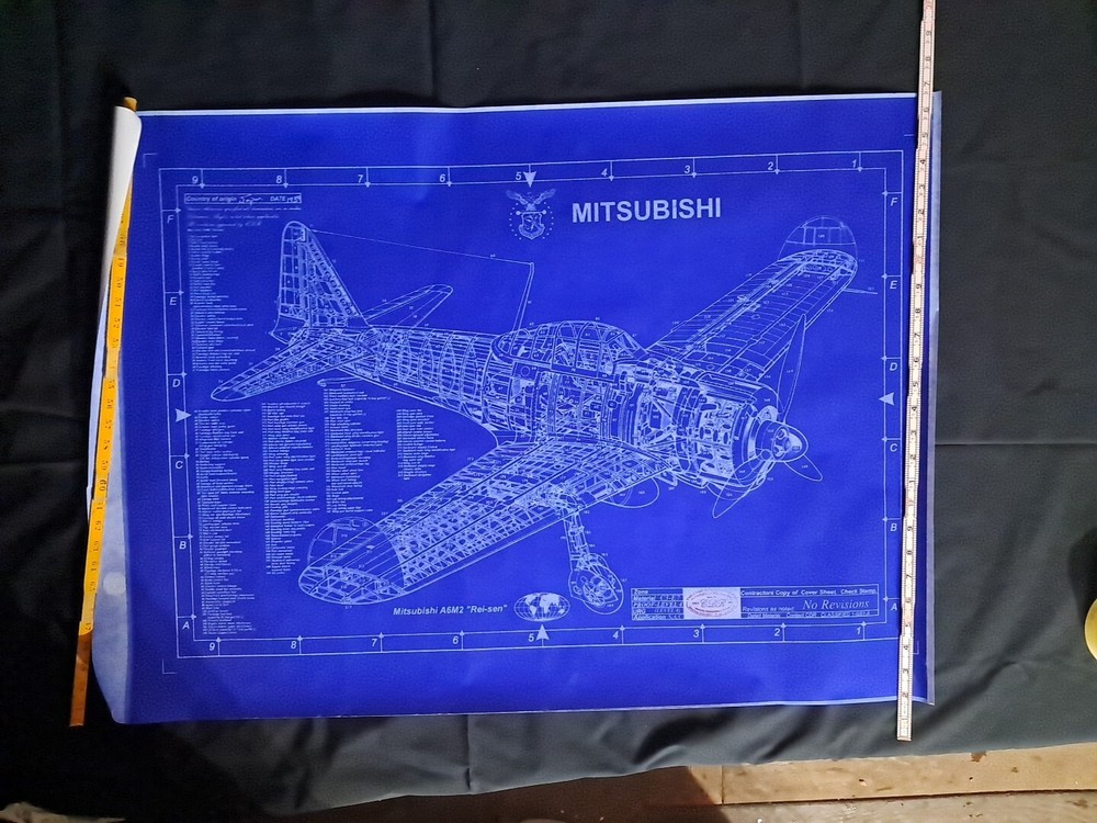 Model Airplane Large Printed Plan RC Scale Plane Drawing A6m2  P26