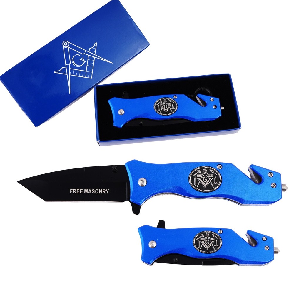Masonic Folding Knife, Engraved Masonic Logo Expertly Crafted