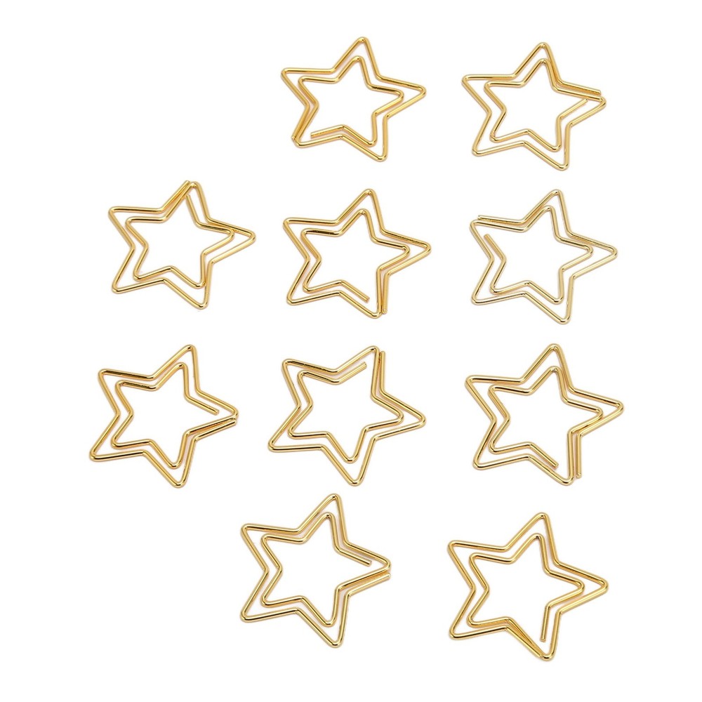 100pcs Star Paper Clips Skid Resistance Plating Process Rust Resistant Cute