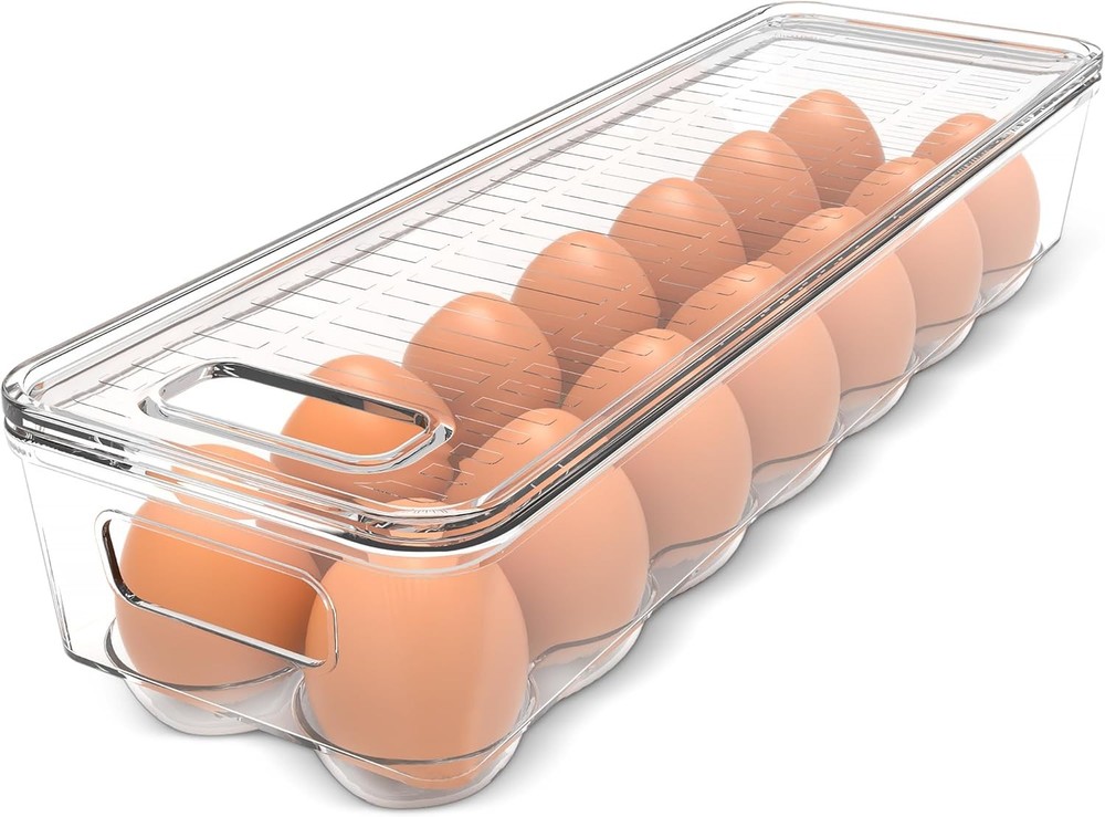Egg Container With Lid and Handle for Refrigerator Organization- Pack of 2