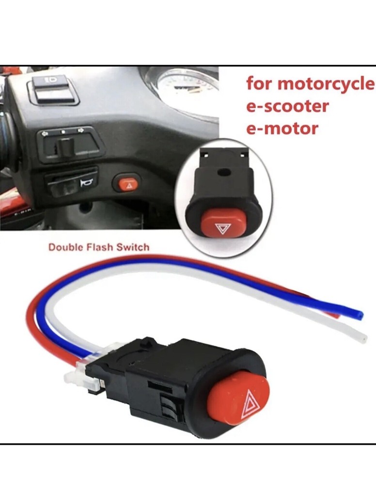 3 Motorcycle Switch Hazard Light Switch Button Emergency Lamp Warning 3 Wires