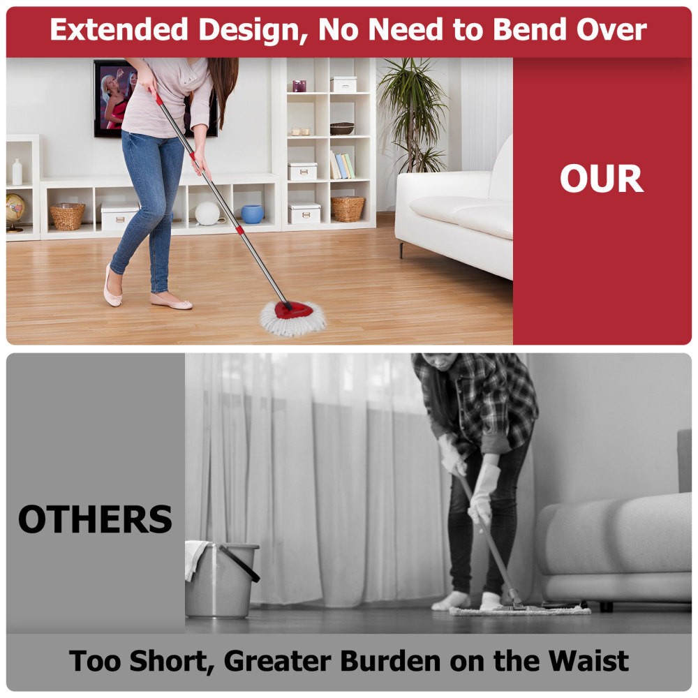 Spinning Mop Pole Handle Replacement 360° Rotating without Microfiber Mop Heads