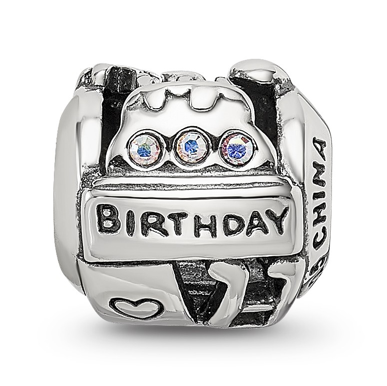 Silver Reflections Crystals Birthday Collage Bead QRS3461