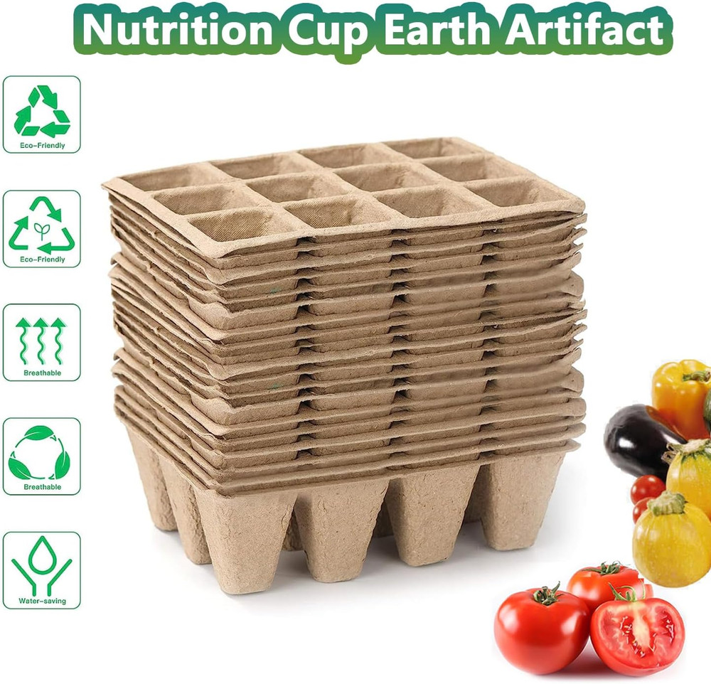 Biodegradable Seed Starter Kit: 120 Cells, 10 Pots, 100 Labels