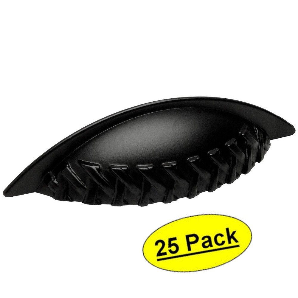 *25 Pack* Cosmas Cabinet Hardware Flat / Matte Black Braided Cup Pulls #7067FB
