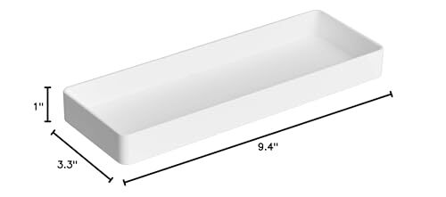 Rectangular Plastic Desk Organizer, Half Accessory Tray, White