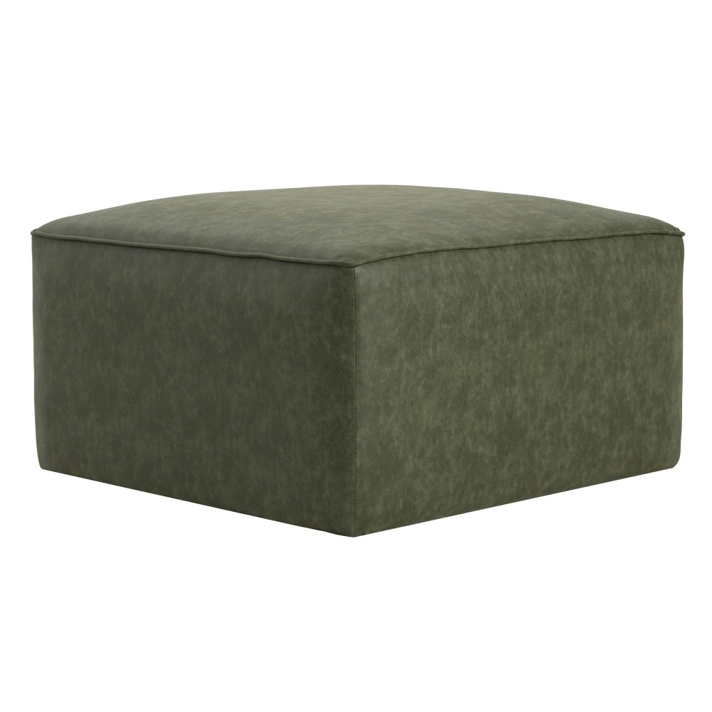 Upholstered Square PU Leather Ottoman,Black
