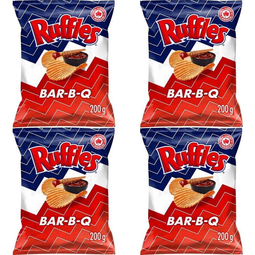 Ruffles Bar-B-Q Flavored Potato Chips, 200g (4 Pack)