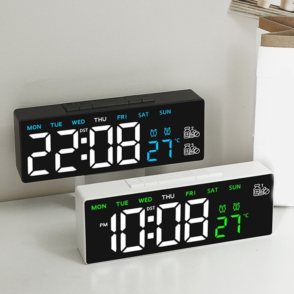 Large Display Digital Wall Clock Auto Dimming with Remote for Home Use