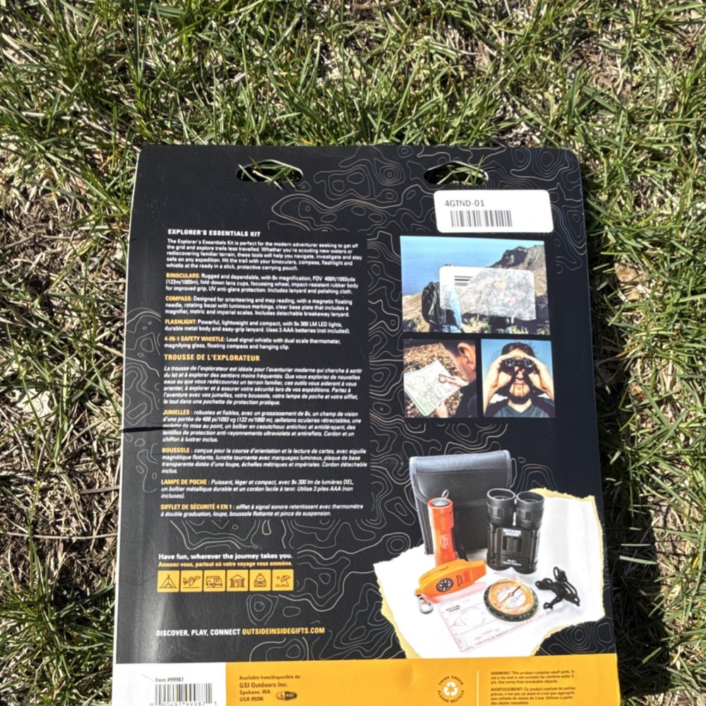 Outside Inside Survival Kit Compass Flashlight Binoculars Thermometer Case