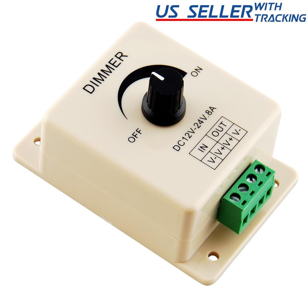 Manual Dimmer Switch for LED Strip Light, 12V 8A Mountable with Terminals