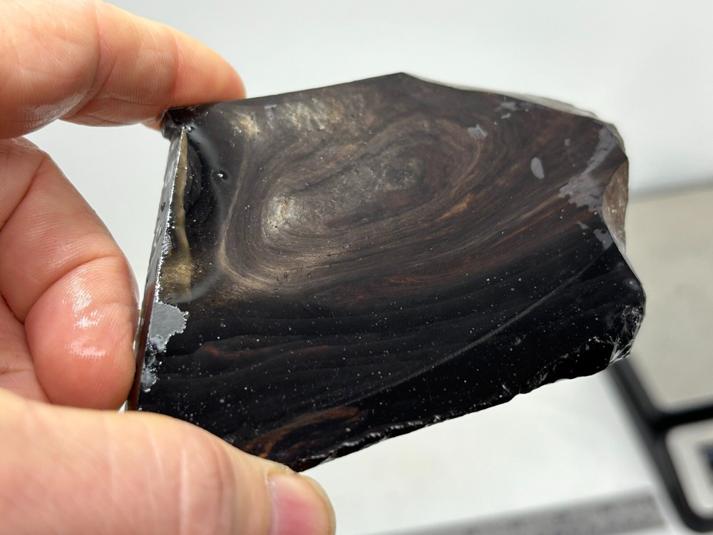 Black Obsidian Slab Lapidary Cabbing Knapping Combo ship avail