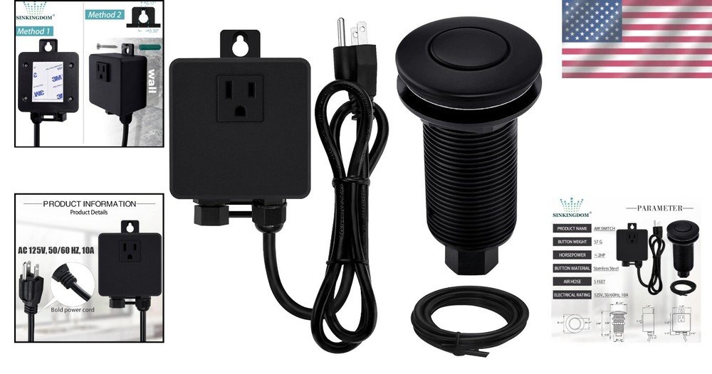 Dual Position Air Switch with Long Push Button - Stylish & Practical Kitchen Aid