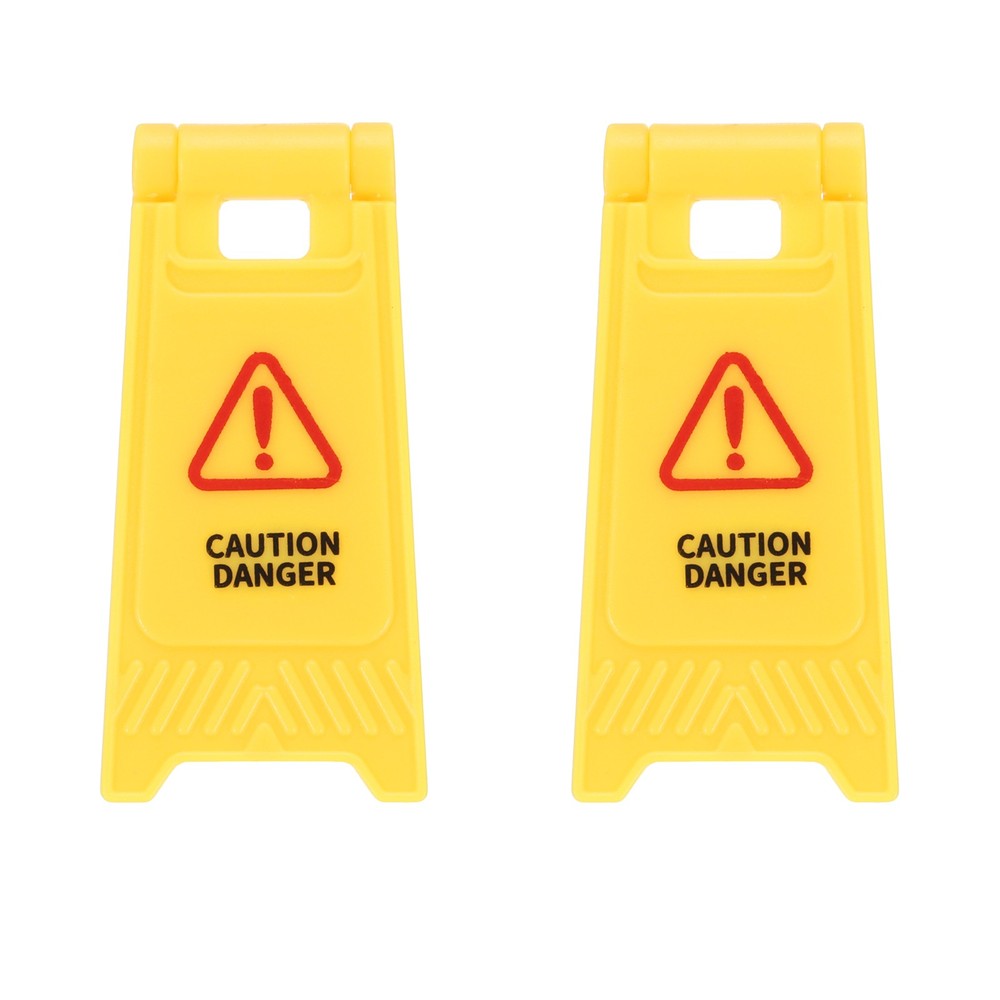 Miniature Warning Sign, Caution Danger Signs (Yellow, 2pcs)