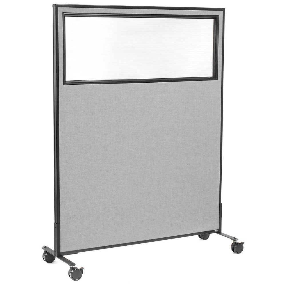 48-1/4"W x 63"H Mobile Office Partition Panel with Partial Window Gray