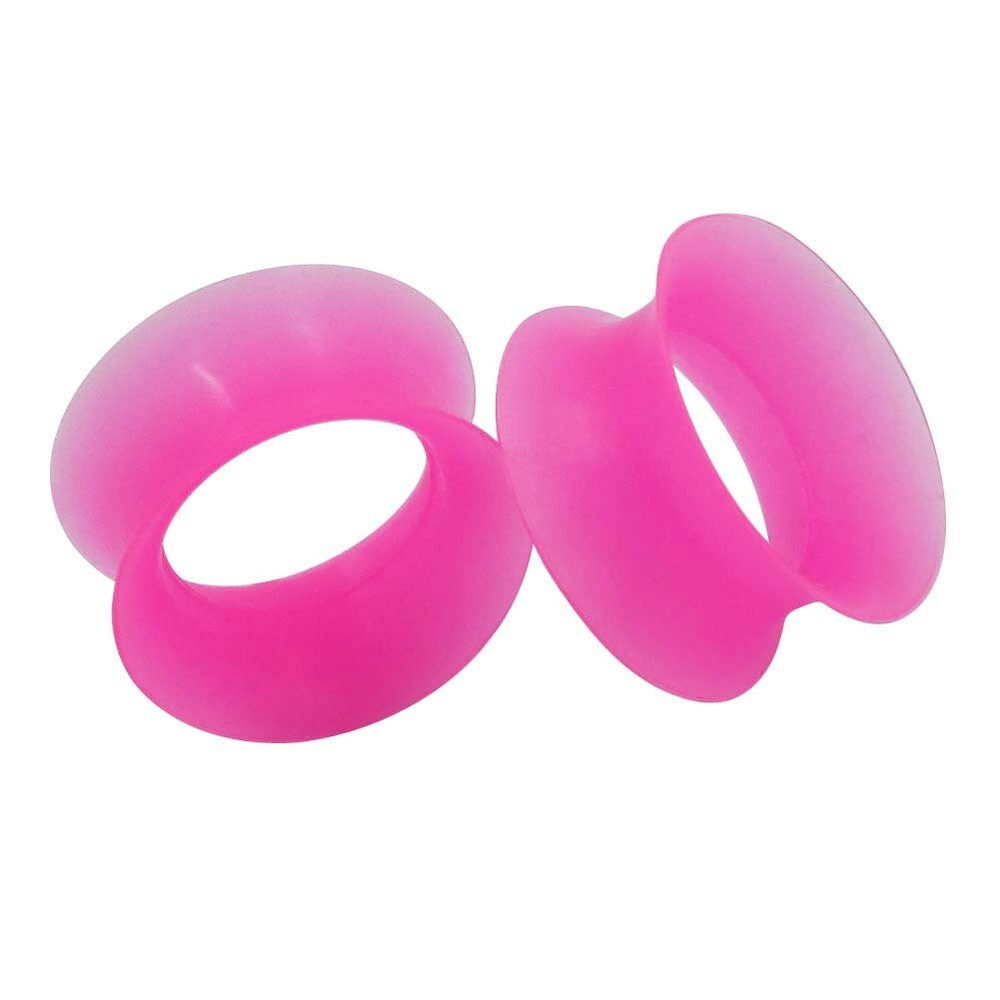 PAIR Soft Thin Silicone Double Flared Ear Tunnels Plugs Gauges Expander 2g-3/4"