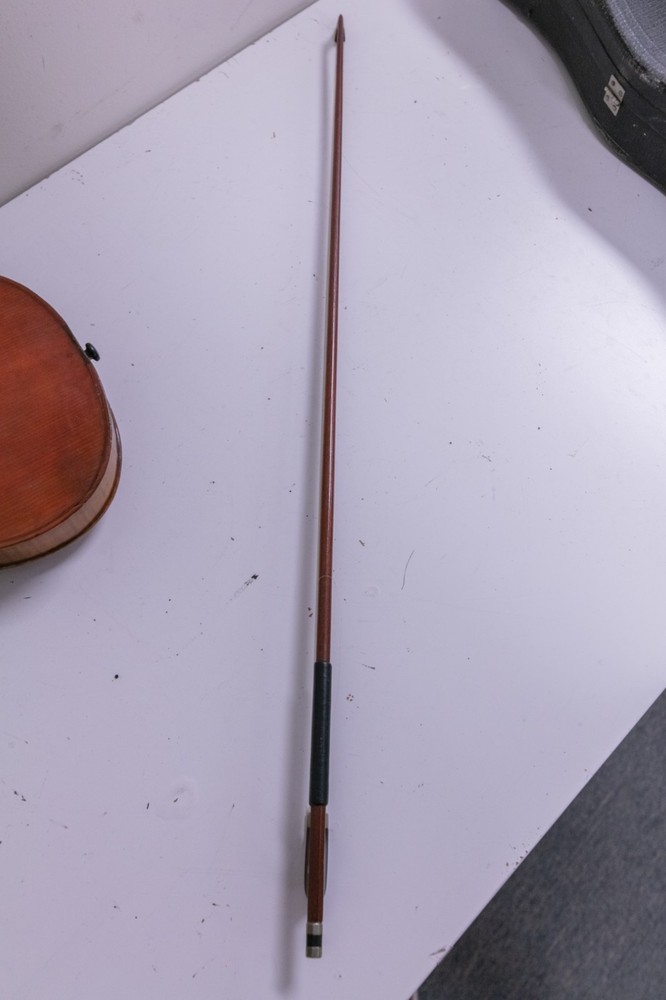 Antique - German 4/4 Stradivarius Violin - Needs Strings w/ Case & Bow