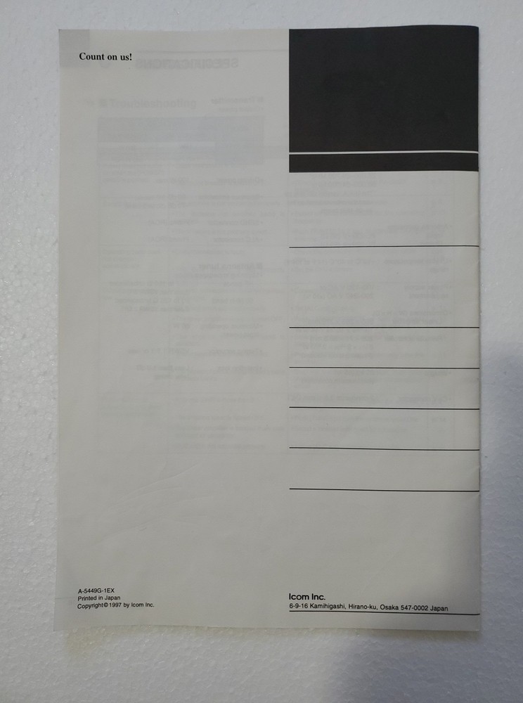 Icom IC-PW1 Linear Amplifier Instruction Manual Original 1997