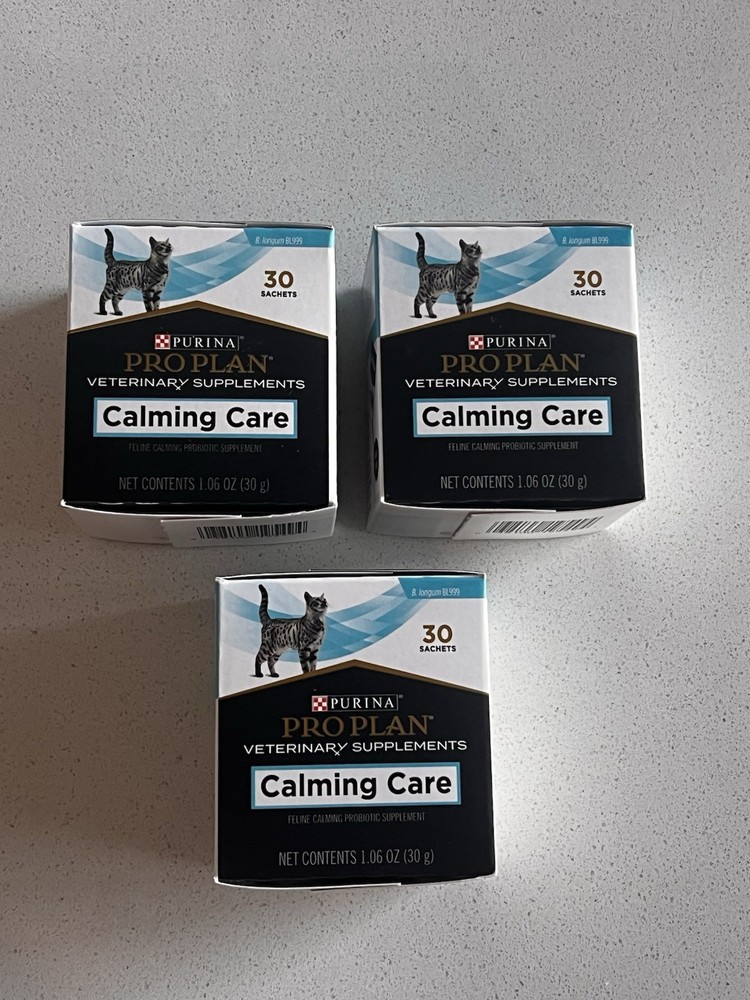 3 boxes:Purina Pro Plan Veterinary Supplements  Calming Care Cat Probiotic 30ct.