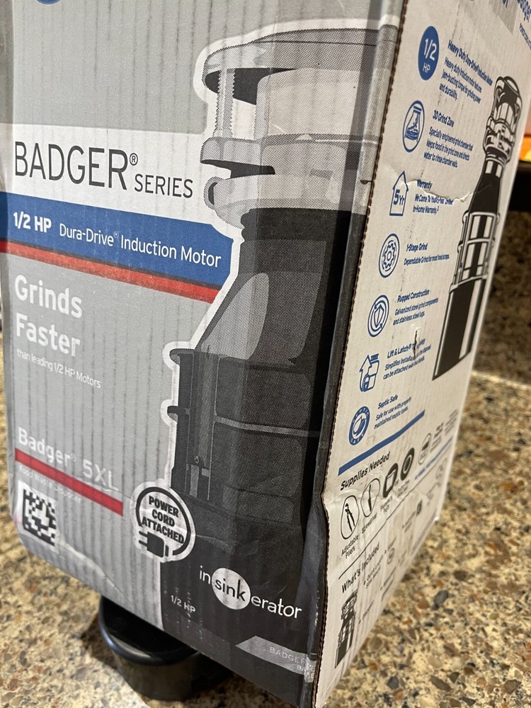 NEW! InSinkErator Badger 5XL Corded 1/2-HP Continuous Feed Garbage Disposal