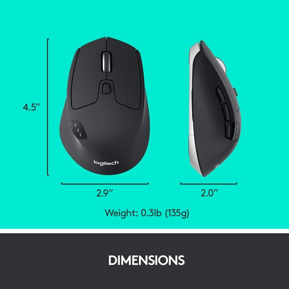Logitech M720 Triathlon Multi-Device Wireless Bluetooth Mouse Unifying Receiver
