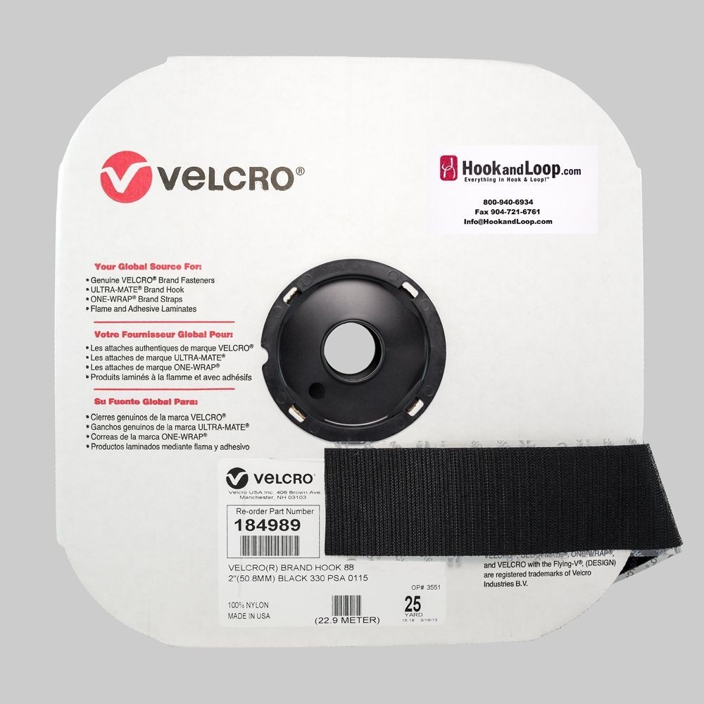 VELCRO 184989 75' x 2" Hook Tape - Black