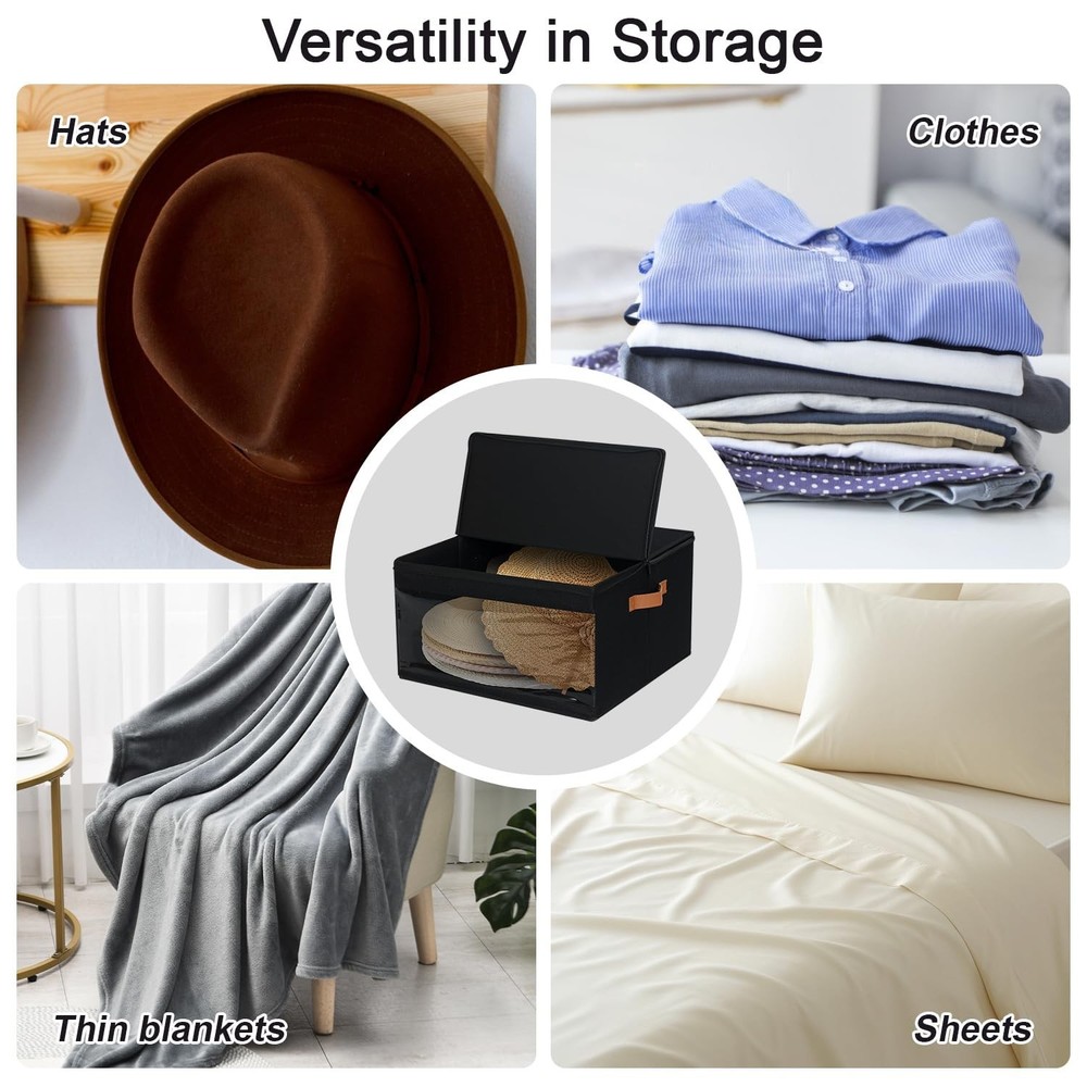 Large Hat Storage Box, Stackable Round Brim Hats Organizer Bag Container for ...