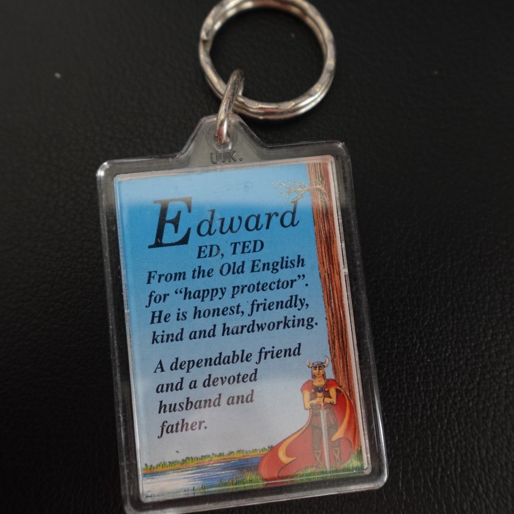 Edward Personalized Keychain Plastic Novelty Name Definition Meaning Gift