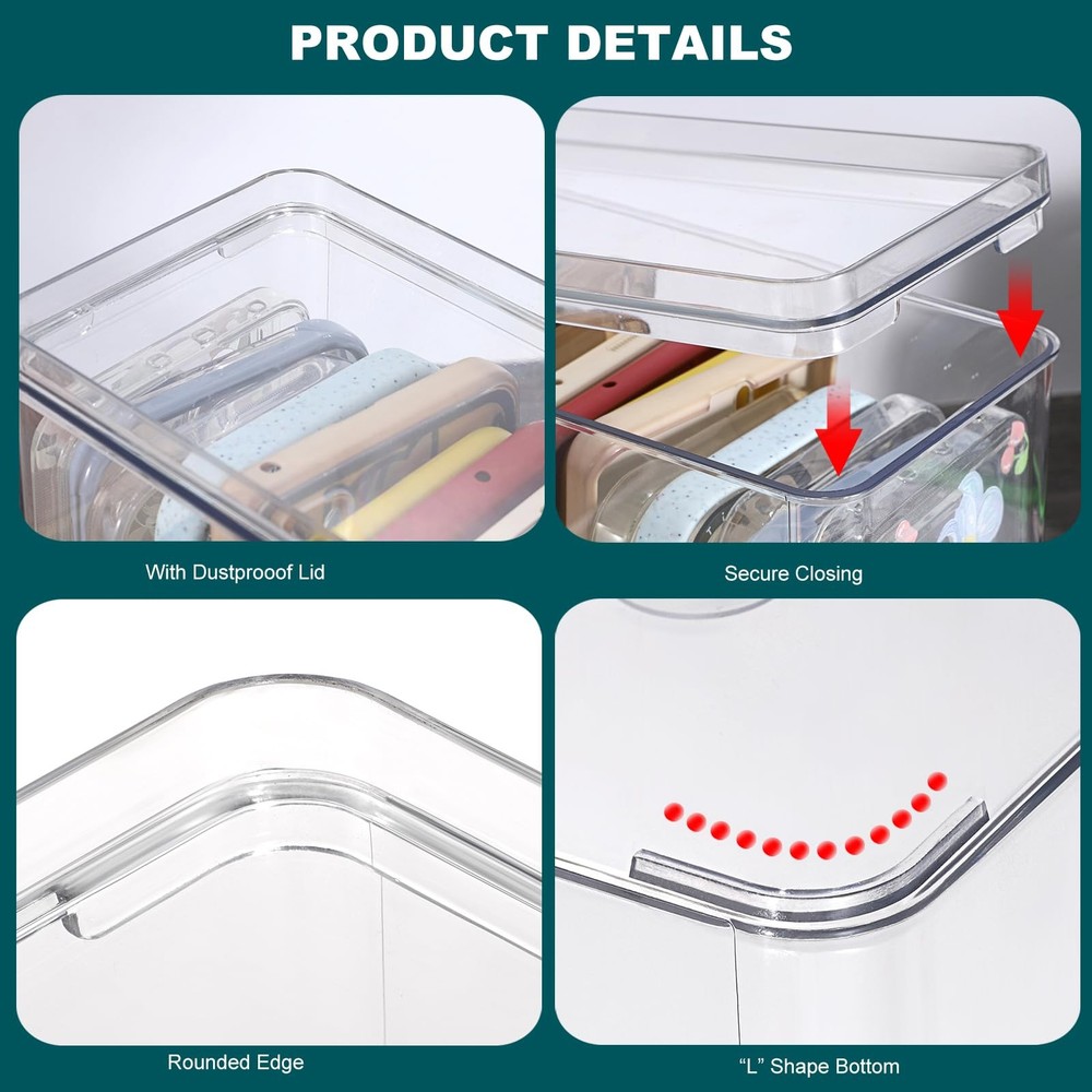 Clear Phone Case Organizer Stackable Storage Box with Lid for Cell Phone Case...