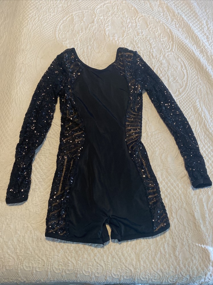 curtain call dance costume black sequin size Ame