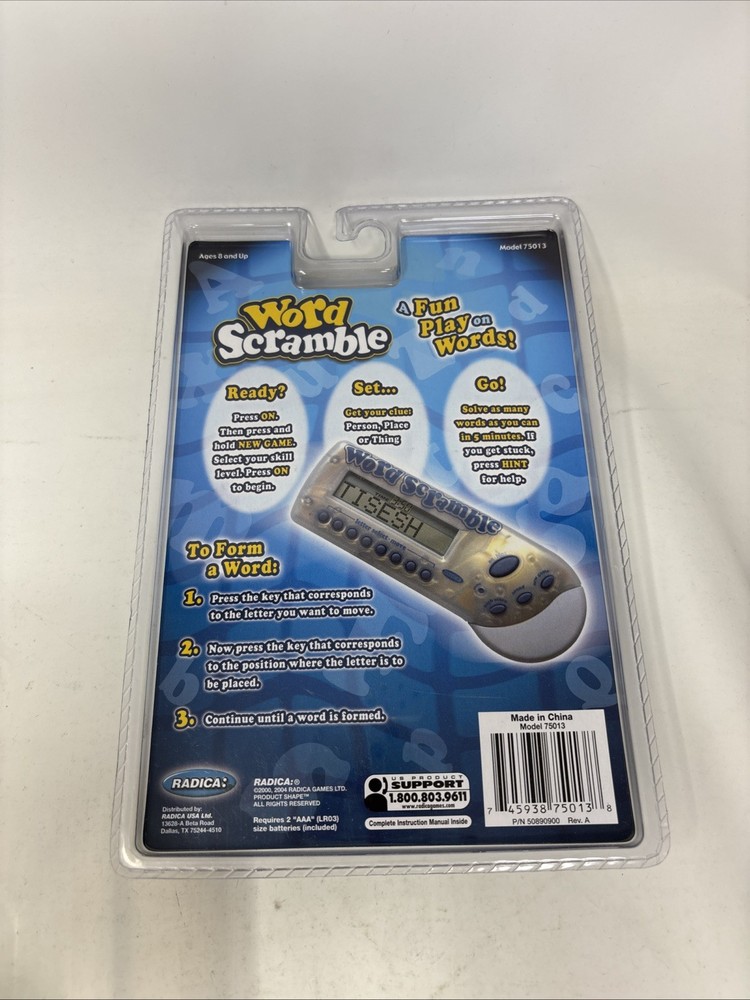 Radica Word Scramble Electronic Handheld Game 2000 New Working