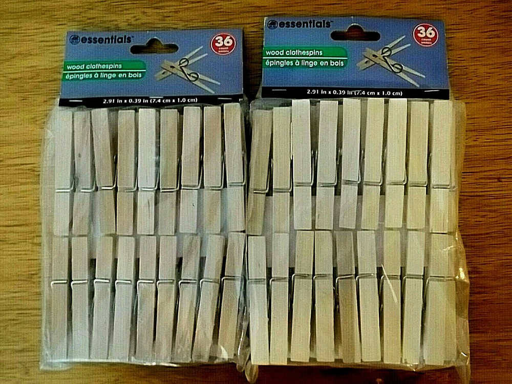 72 Wooden Spring Clamp Clothes Pins Laundry Crafts NEW