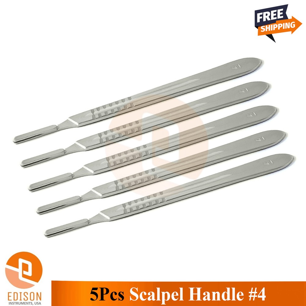 5Pcs Surgical Scalpel Handle #4 Dental Verterinary Instruments