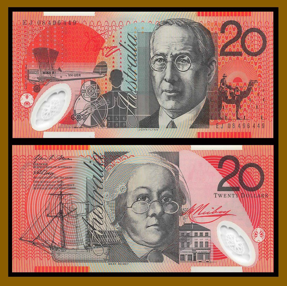 Australia 20 Dollars, 2008 P-59f Polymer Airplane Unc