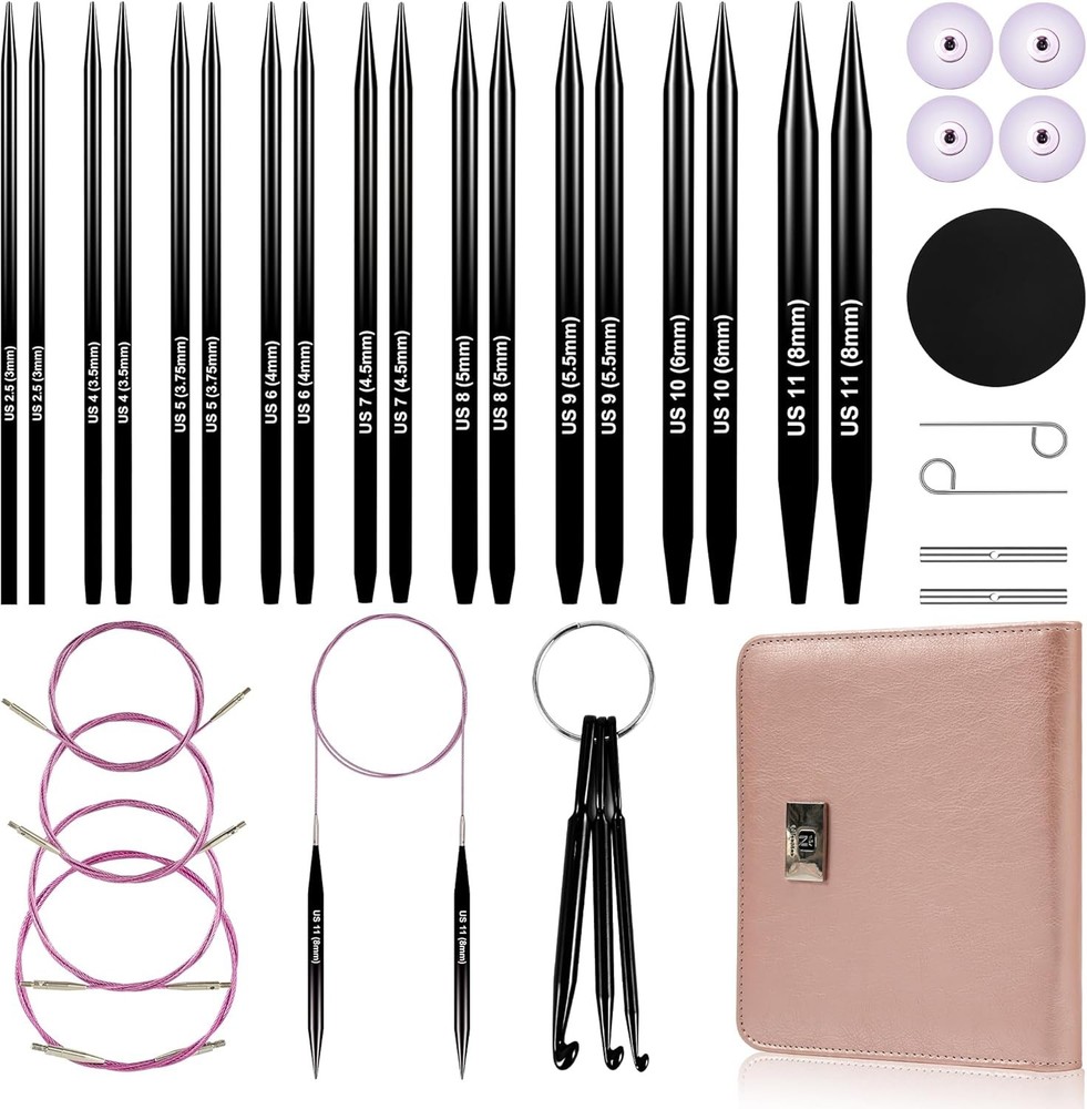 Elegant 9-Pair Interchangeable Circular Knitting Needles for Creative Projects