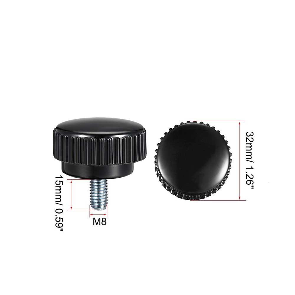 M8 x 15mm male thread knurled locking knobs 2 pcs