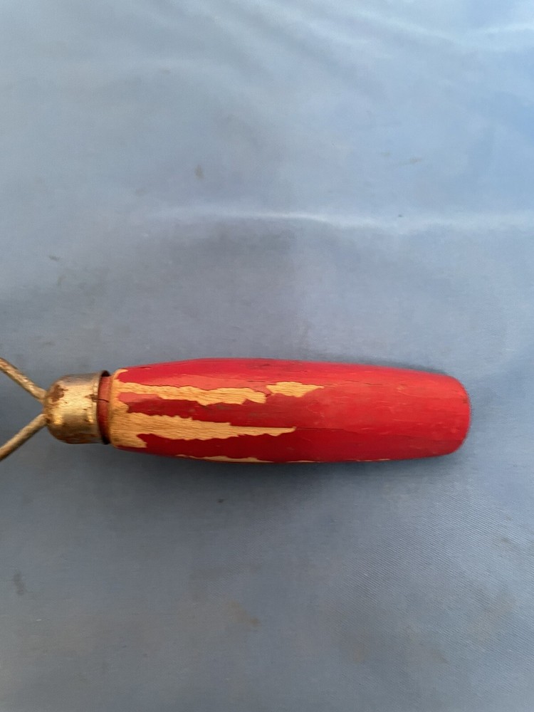 Vtg Primative Hand Strainer/ Red Wood Handle!