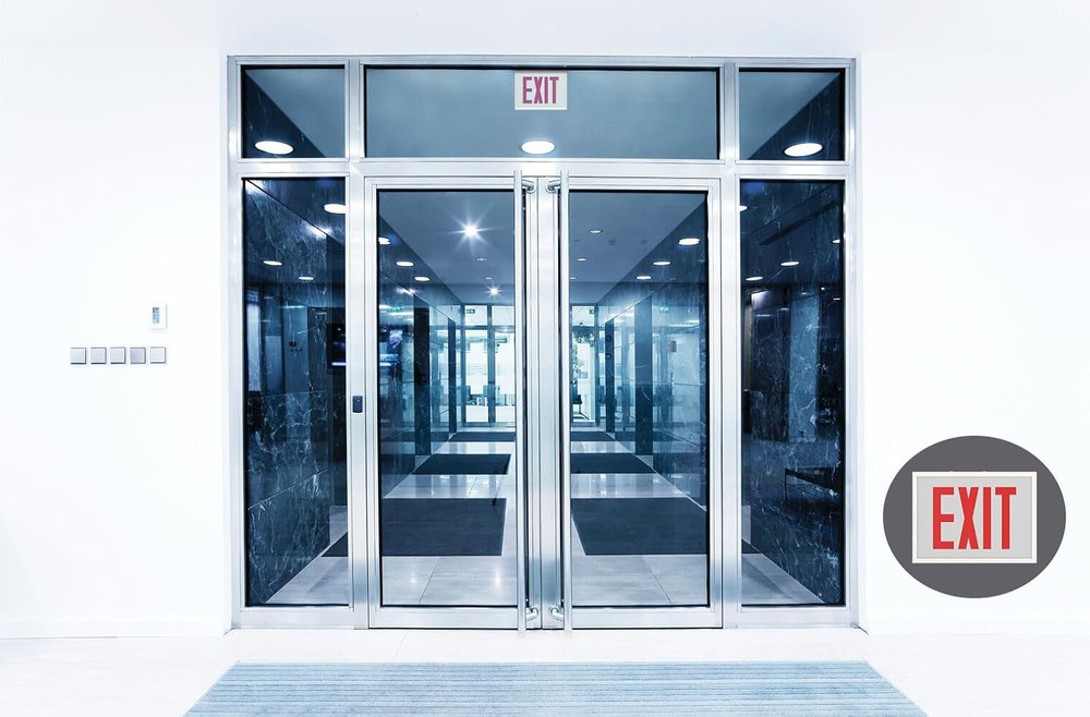 Indura TCE Exit Sign with LED Light Source, Steel Construction, Switchable Red a