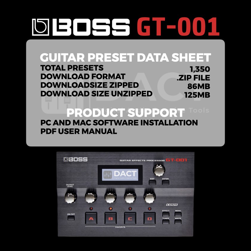 Boss GT-001 Amplifier Modeling & FX Presets Library