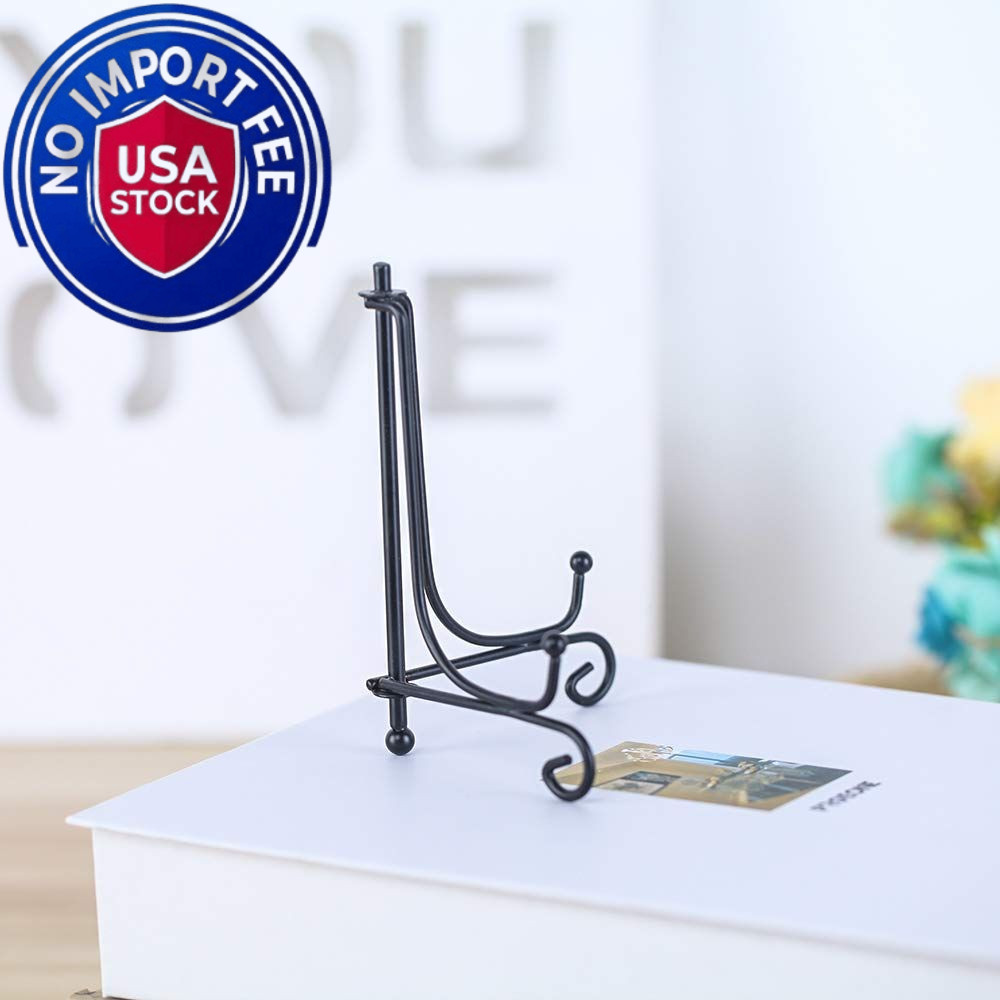 (2 pack) Iron Display Stand, Black Easel Plate 4 inch(2 pack),