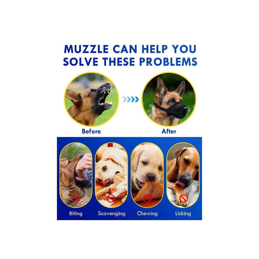 Dog Muzzle Soft Air Mesh for Medium Large Dogs, Medium, Black