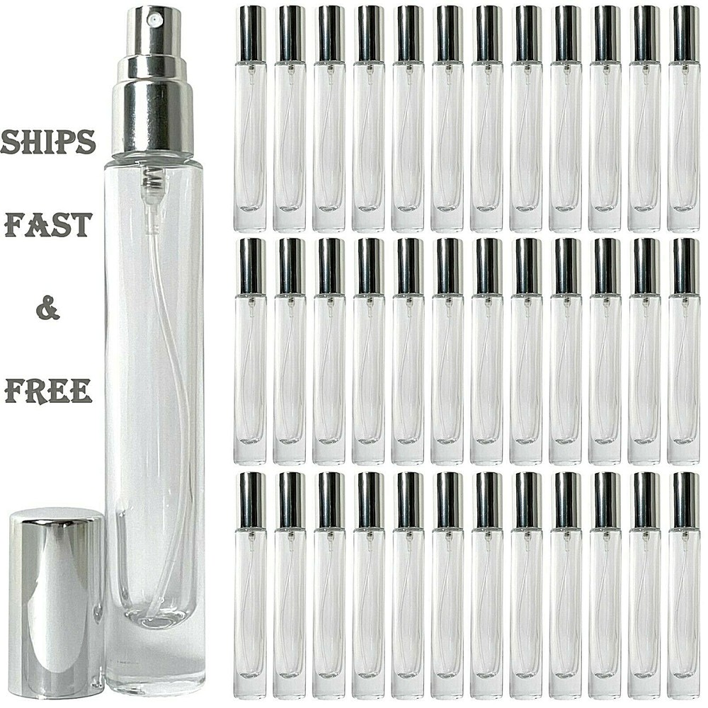 10ml 0.34oz perfume cylinder thick glass spray bottle silver atomizer refillable