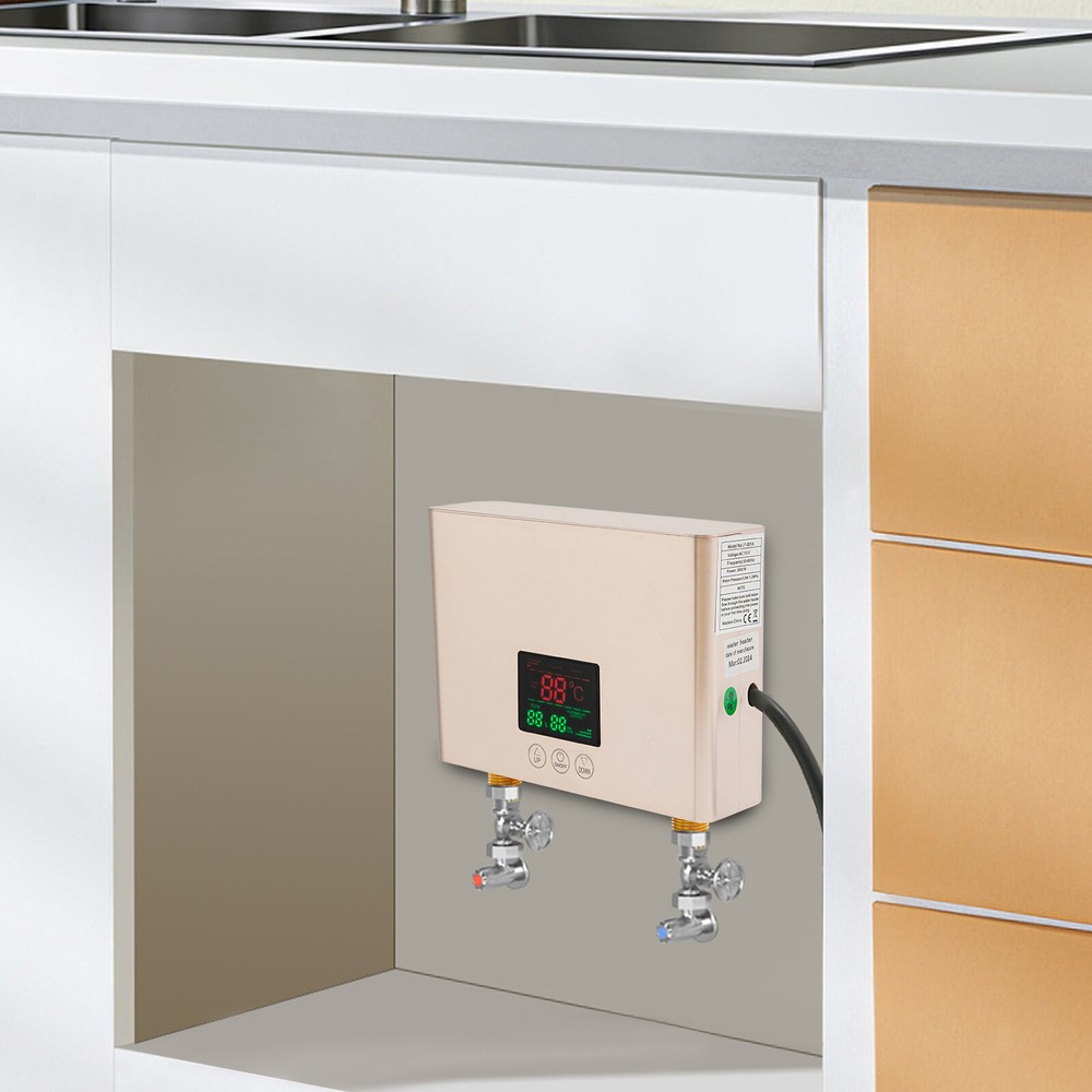 3000W Mini Electric Water Heater Wall Mounted Tankless Water Heater 86℉-131℉