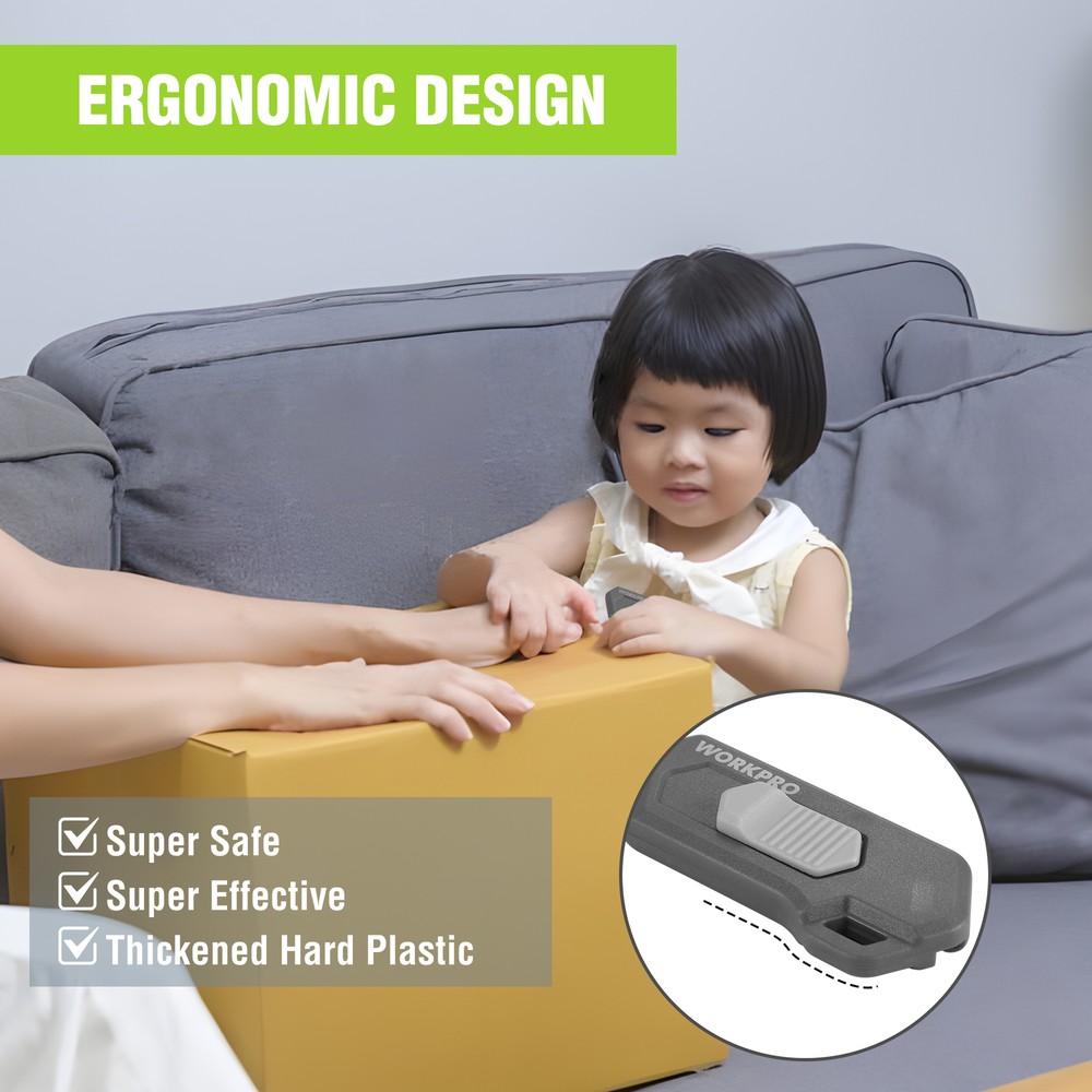 WORKPRO Safe Ceramic Box Cutter Small 2PC-GRAY with Extra Blades Quick Change