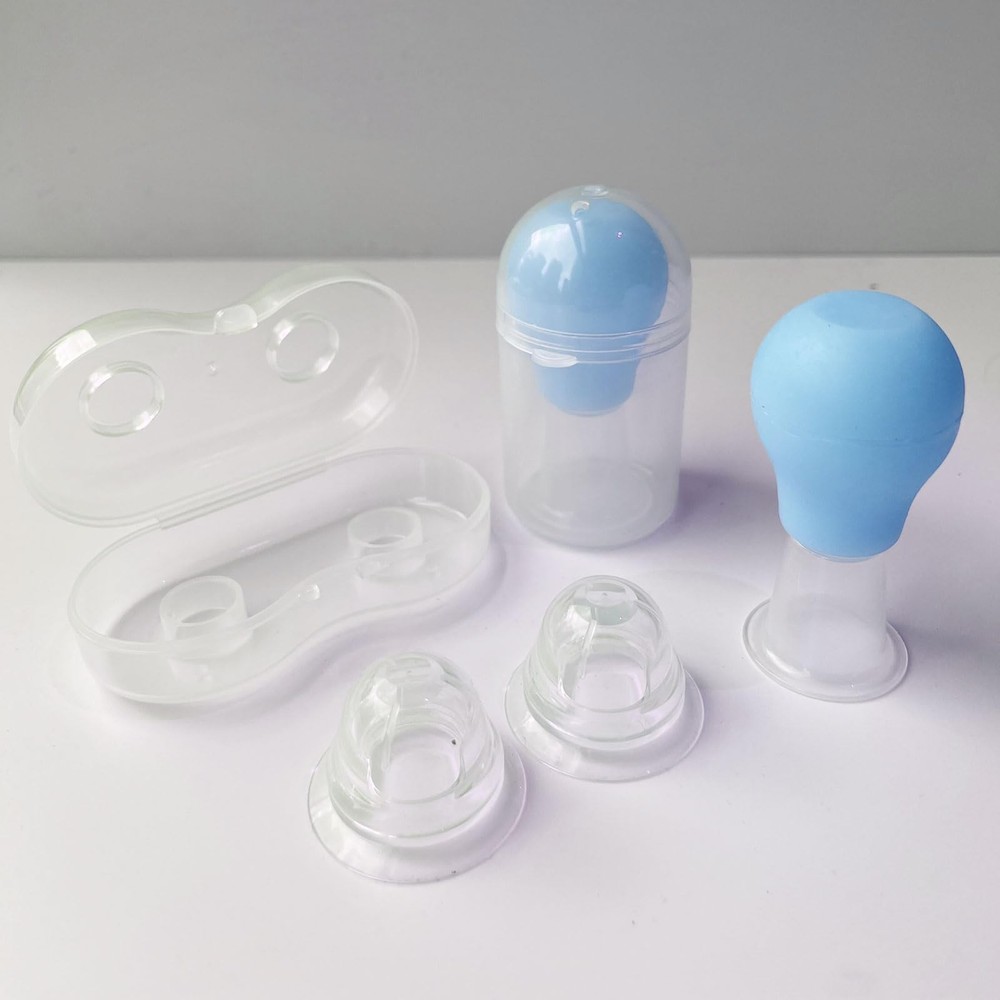 4-Pack Silicone Nipple Suckers | Correctors for Flat and azure