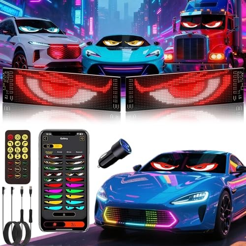 2PCS 13.7"x4" Devil Eyes Light for Windshield – Dual Screen 2PCS 4inx13.7in