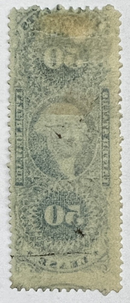 ERROR U.S. 50C U.S. REVENUE LEASE STAMP WITH VERTICAL SHIFT MISPERF