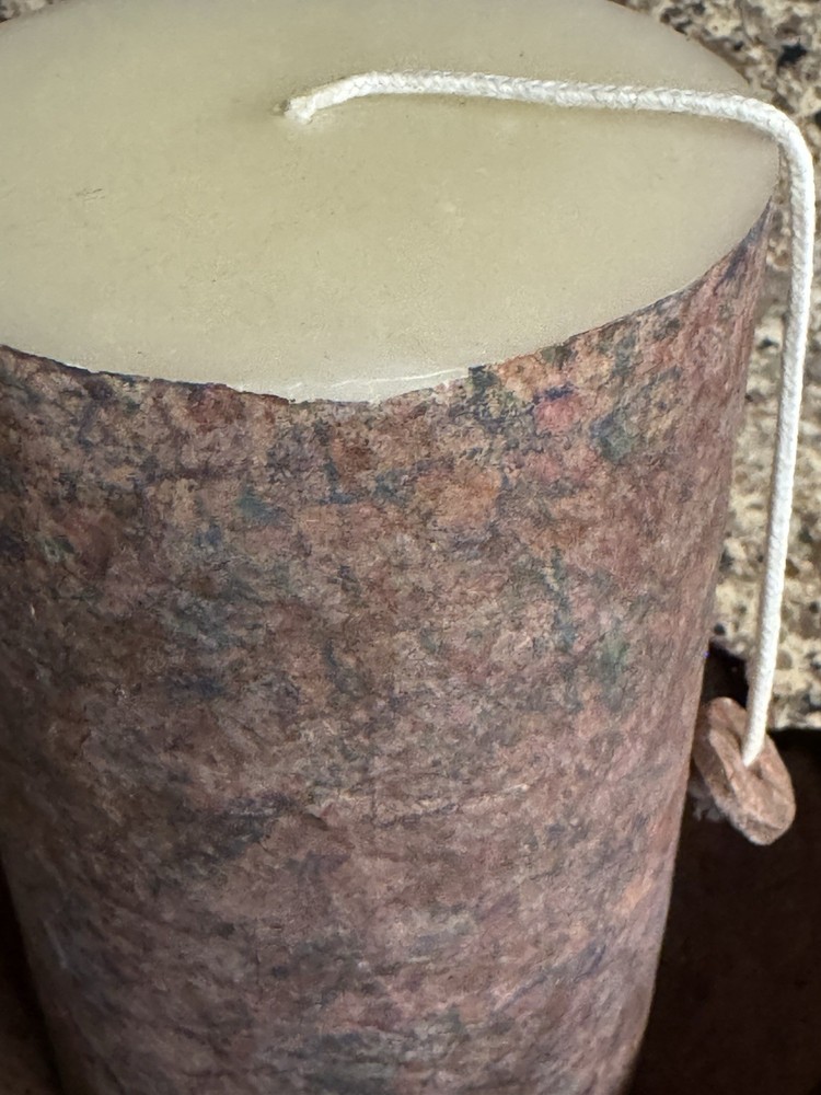 Salsa Style Art Studio Handmade Candle with Dish Brown Rustic Hand Signed