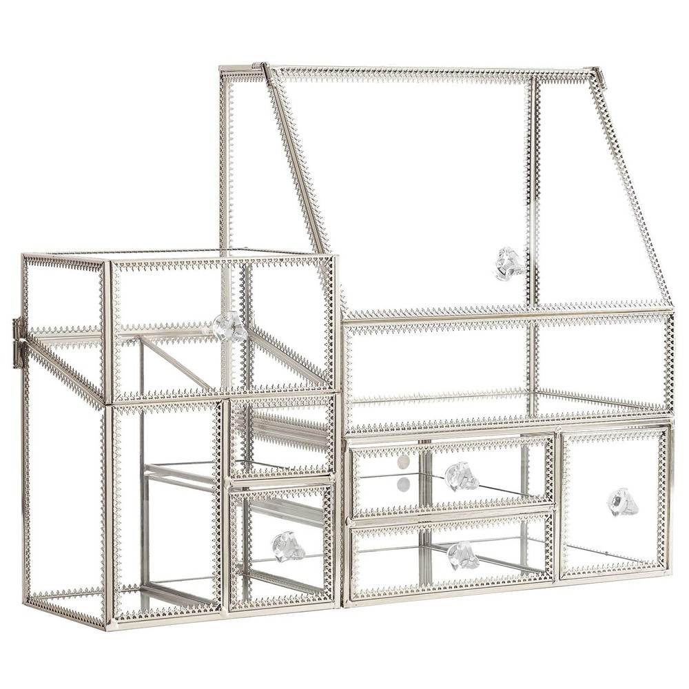 Hersoo Glass Makeup Organizer for Vanity/Stackable 2Pieces Drawer S... Fast Ship